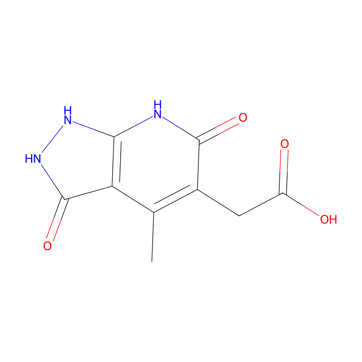 2-(6-hydroxy-4-methyl-3-oxo-1H,2H,3H-pyrazolo(3,4-b)pyridin-5-yl)acetic acid molecular structure, CAS 1240529-02-5
