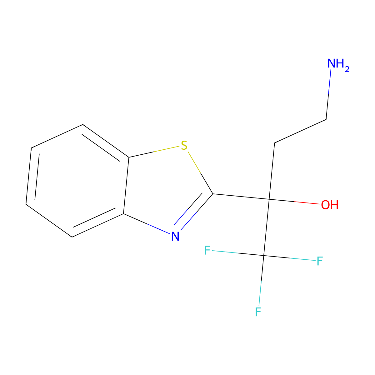 4-Amino-2-(1,3-benzothiazol-2-yl)-1,1,1-trifluorobutan-2-ol molecular structure, CAS 1240529-04-7
