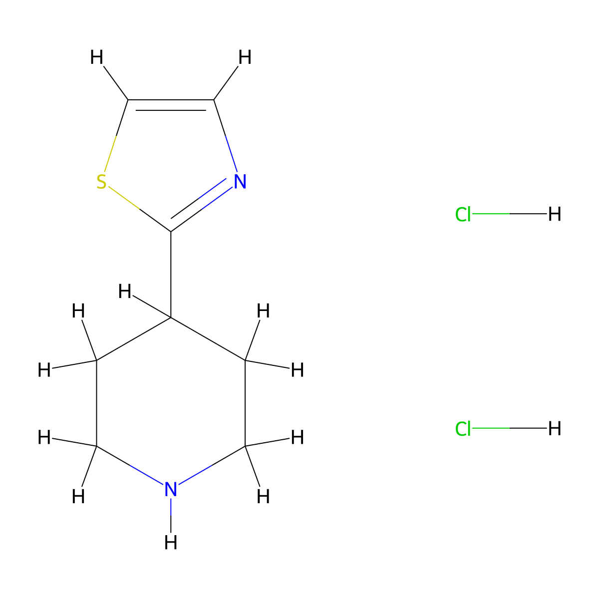4-(1,3-Thiazol-2-yl)piperidine dihydrochloride molecular structure, CAS 1240529-12-7
