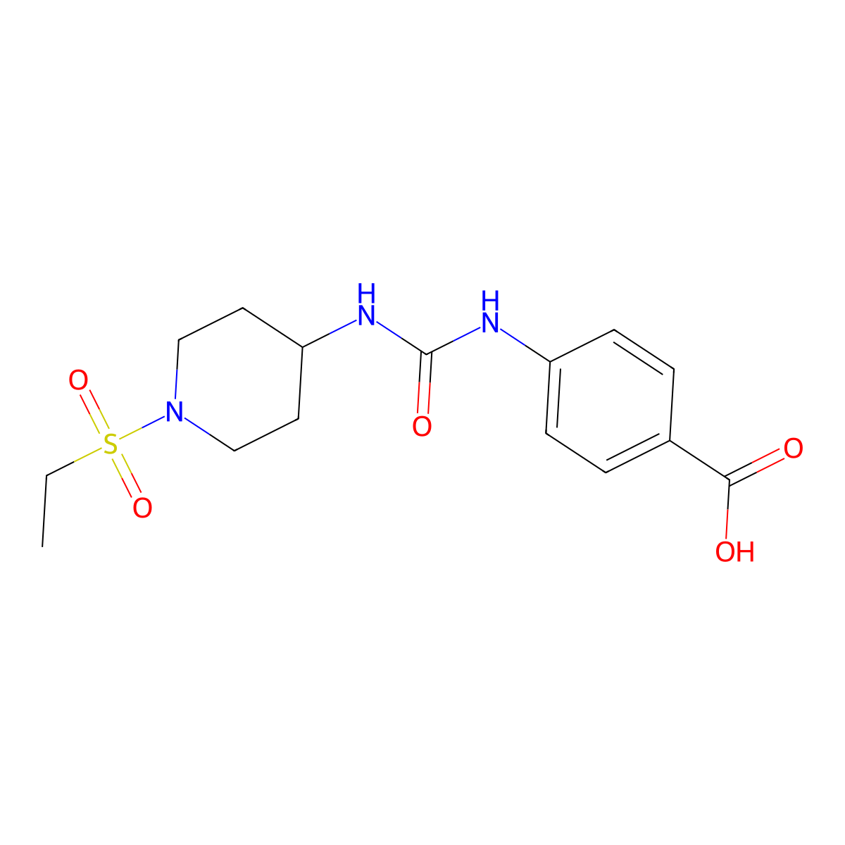 4-({[1-(Ethanesulfonyl)piperidin-4-yl]carbamoyl}amino)benzoic acid molecular structure, CAS 1240529-19-4
