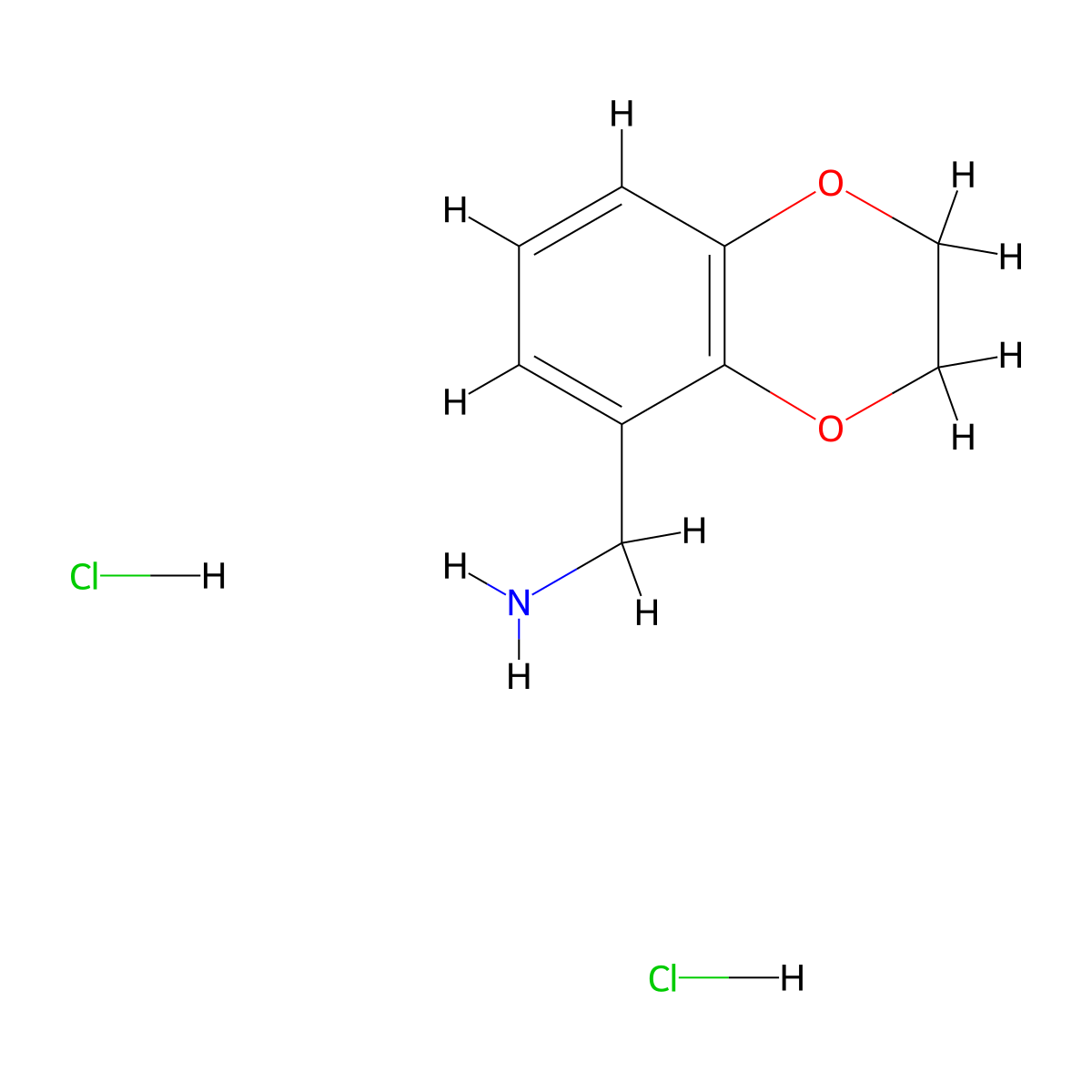 (2,3-Dihydrobenzo[b][1,4]dioxin-5-yl)methanamine dihydrochloride molecular structure, CAS 1240529-26-3