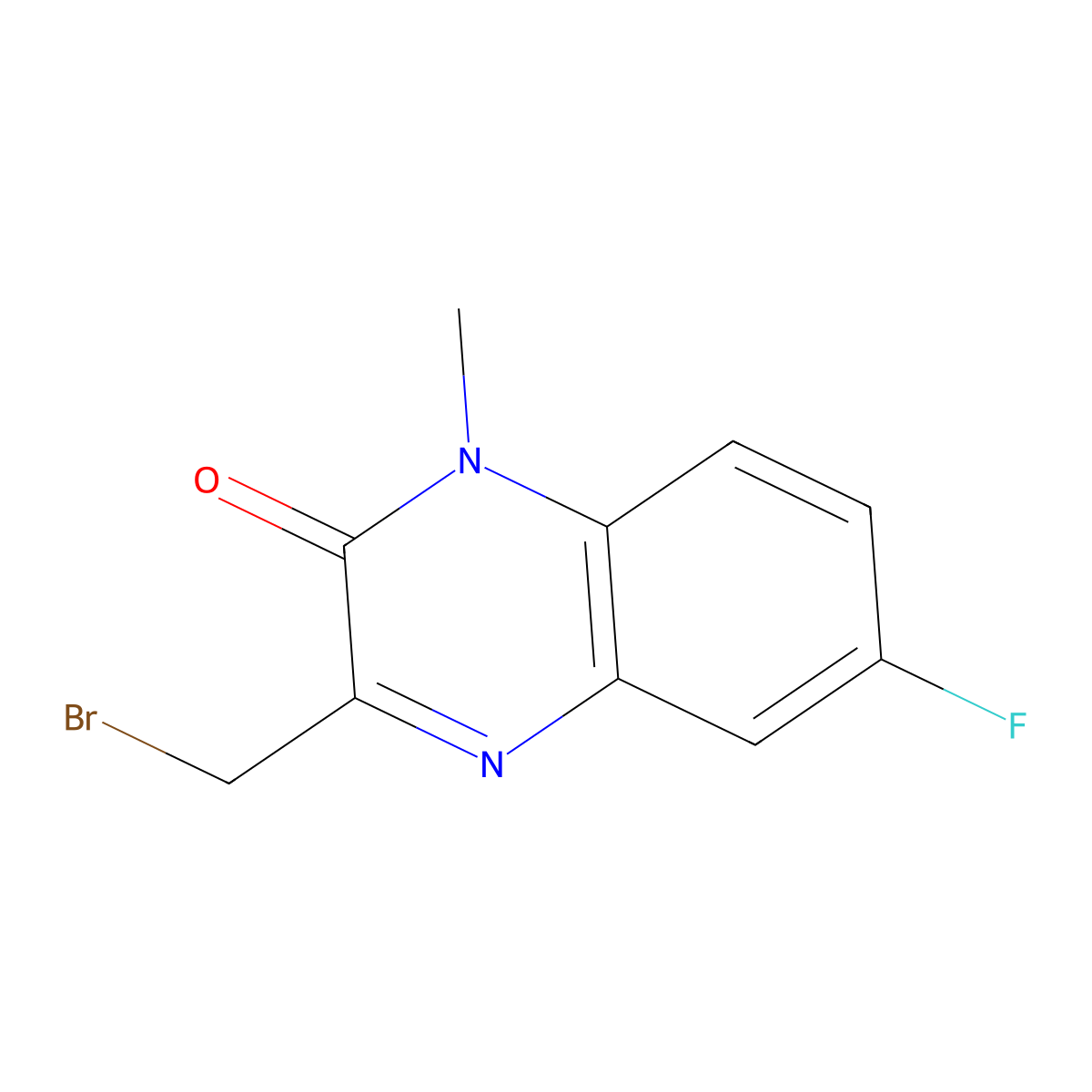 3-(Bromomethyl)-6-fluoro-1-methyl-1,2-dihydroquinoxalin-2-one molecular structure, CAS 1240529-30-9