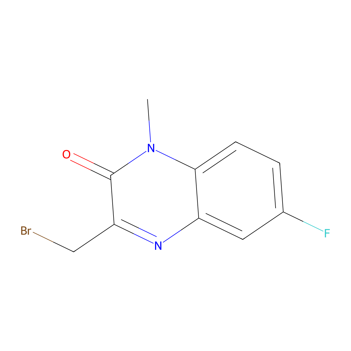 3-(Bromomethyl)-6-fluoro-1-methyl-1,2-dihydroquinoxalin-2-one molecular structure, CAS 1240529-30-9