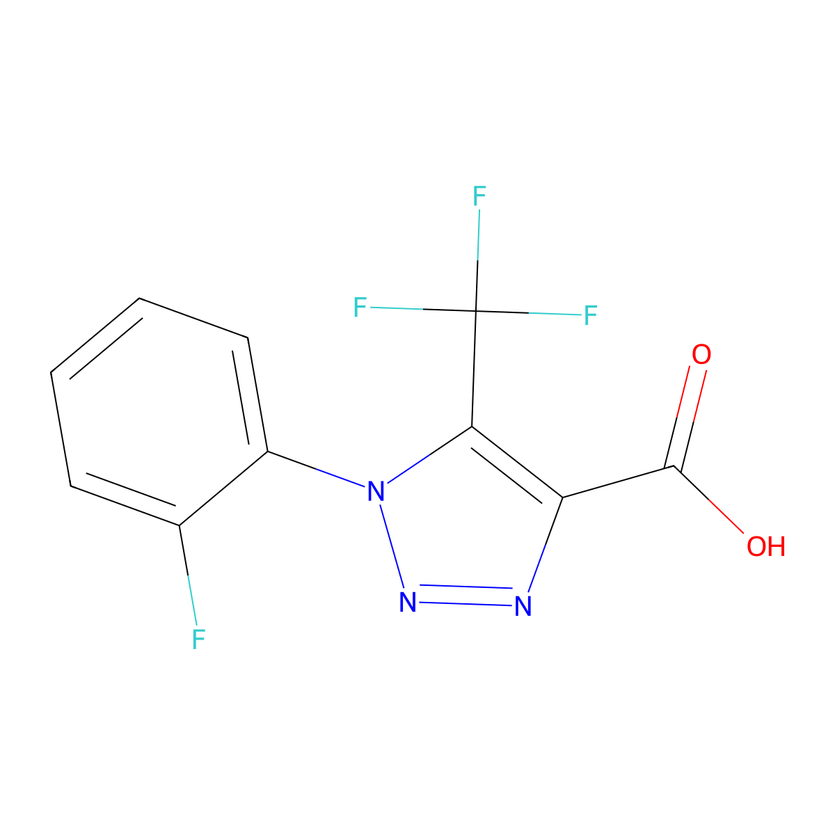 1-(2-fluorophenyl)-5-(trifluoromethyl)-1H-1,2,3-triazole-4-carboxylic acid molecular structure, CAS 1240529-31-0