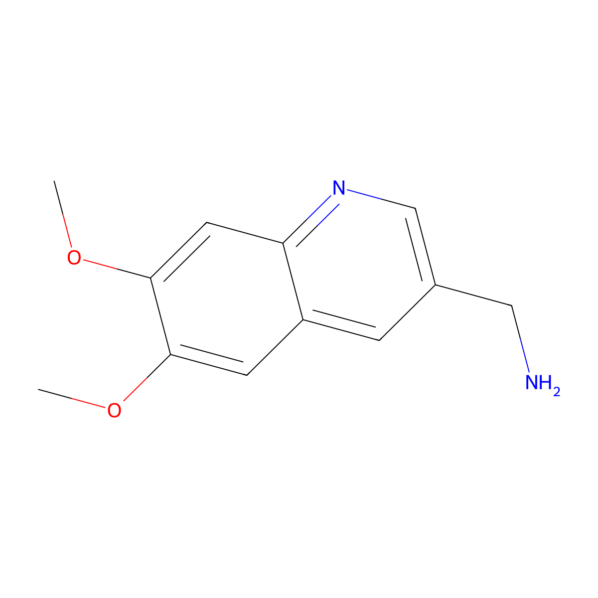 (6,7-Dimethoxyquinolin-3-yl)methanamine molecular structure, CAS 1240529-33-2