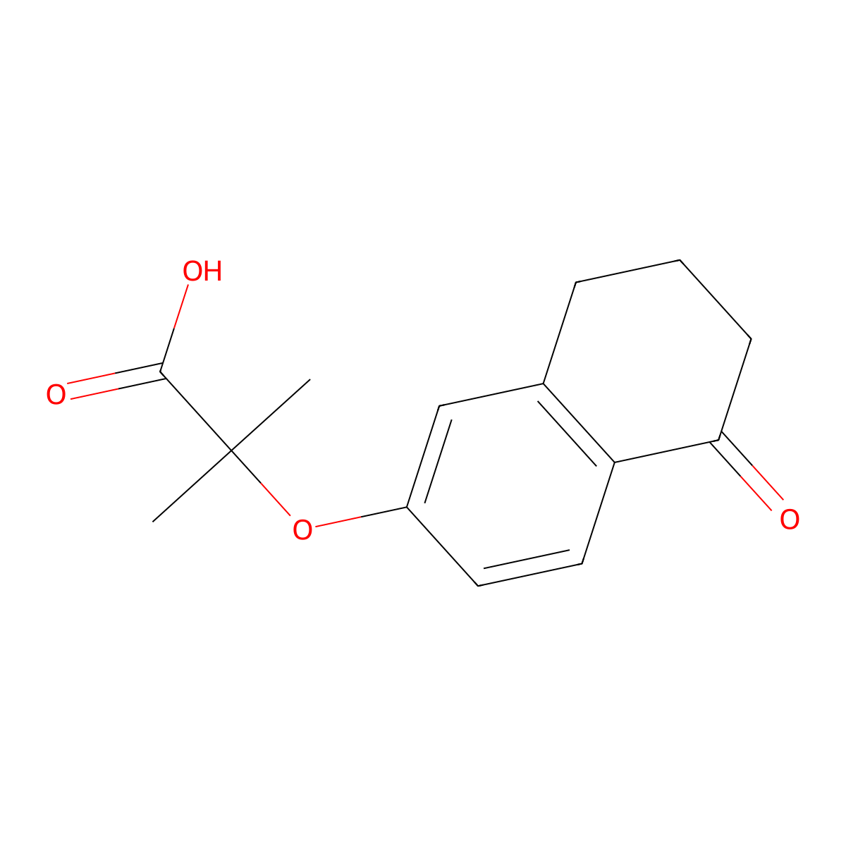 2-Methyl-2-[(5-oxo-5,6,7,8-tetrahydronaphthalen-2-yl)oxy]propanoic acid molecular structure, CAS 1240529-37-6