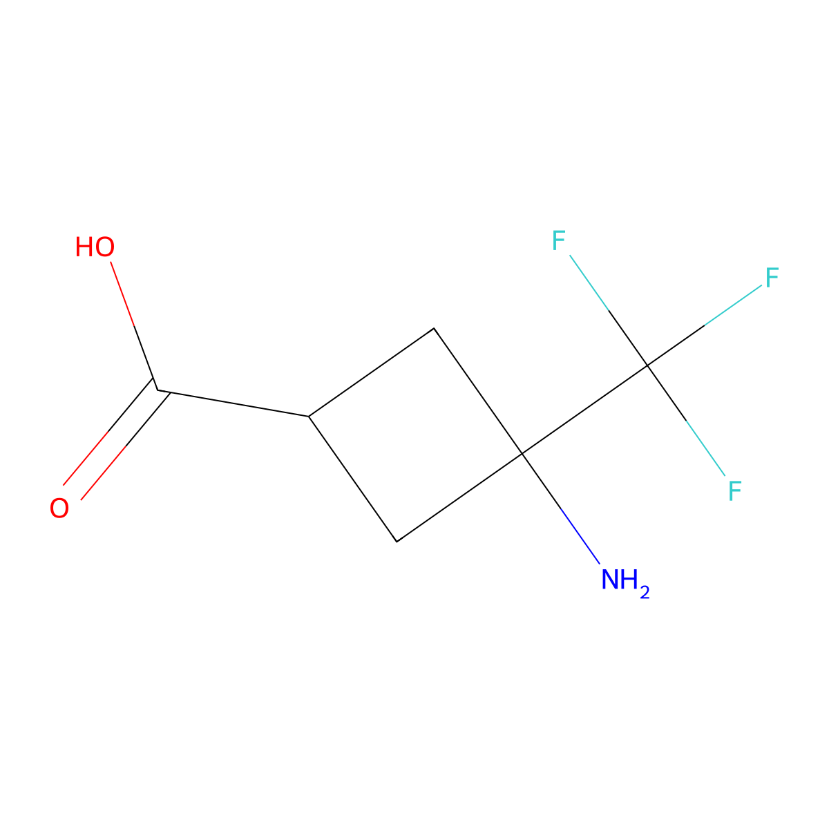 3-Amino-3-(trifluoromethyl)cyclobutanecarboxylic acid molecular structure, CAS 1240529-38-7