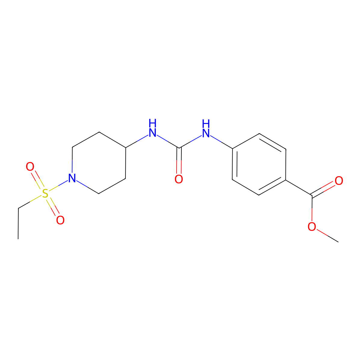 Methyl 4-({[1-(ethanesulfonyl)piperidin-4-yl]carbamoyl}amino)benzoate molecular structure, CAS 1240529-44-5
