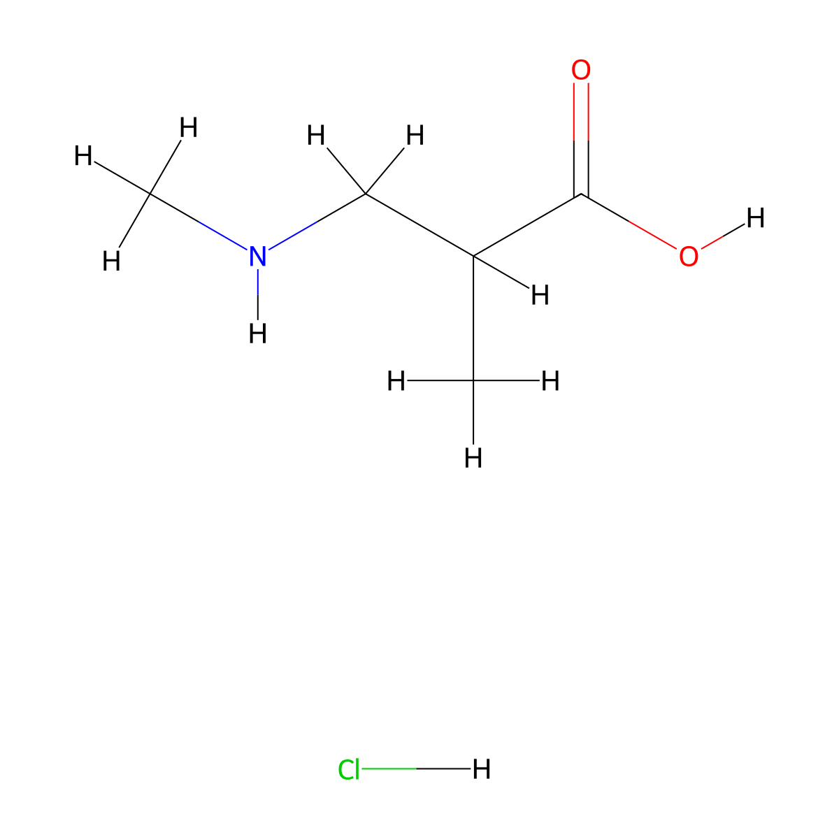 2-Methyl-3-(methylamino)propanoic acid hydrochloride molecular structure, CAS 1240529-48-9
