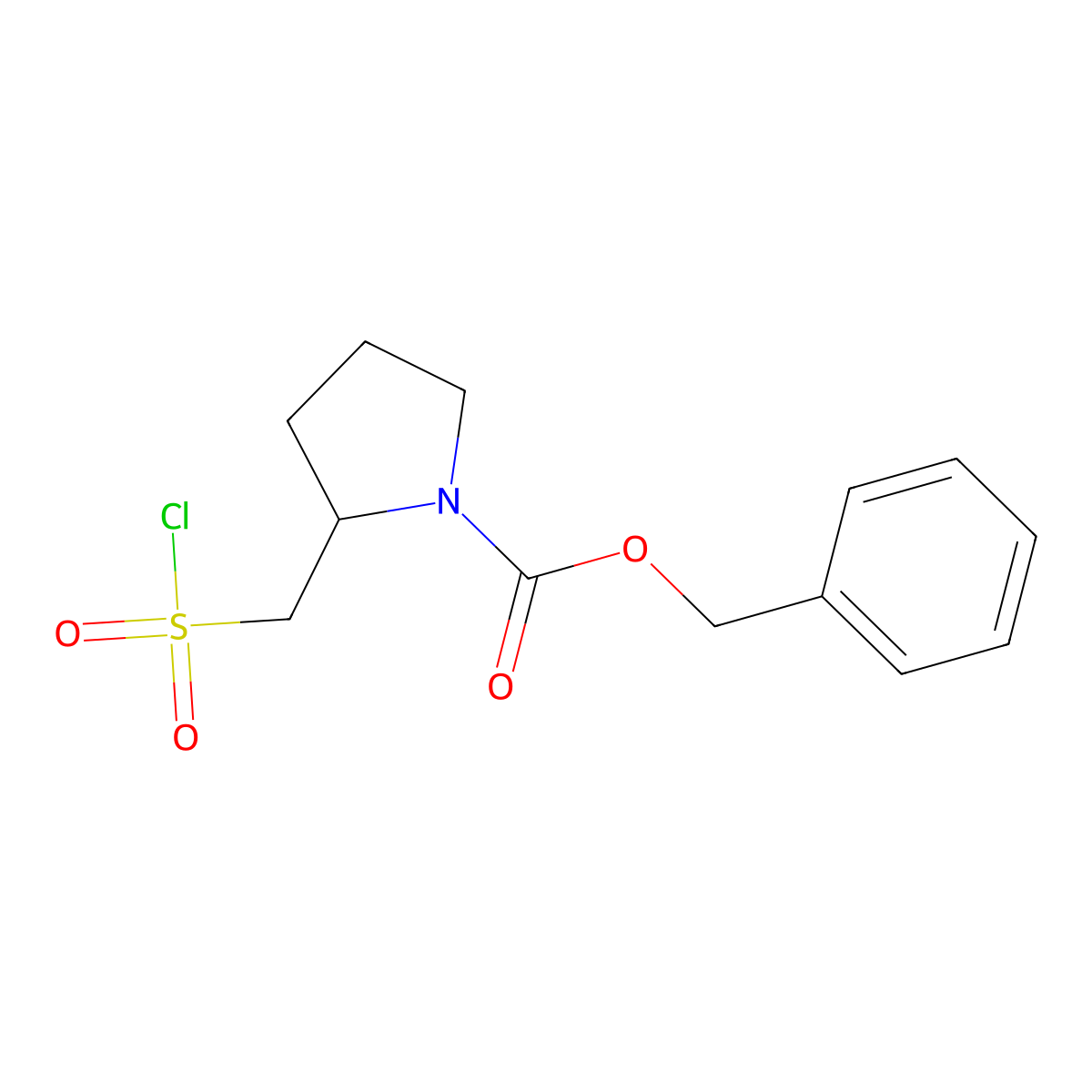 Phenylmethyl 2-((chlorosulfonyl)methyl)-1-pyrrolidinecarboxylate molecular structure, CAS 1240529-52-5