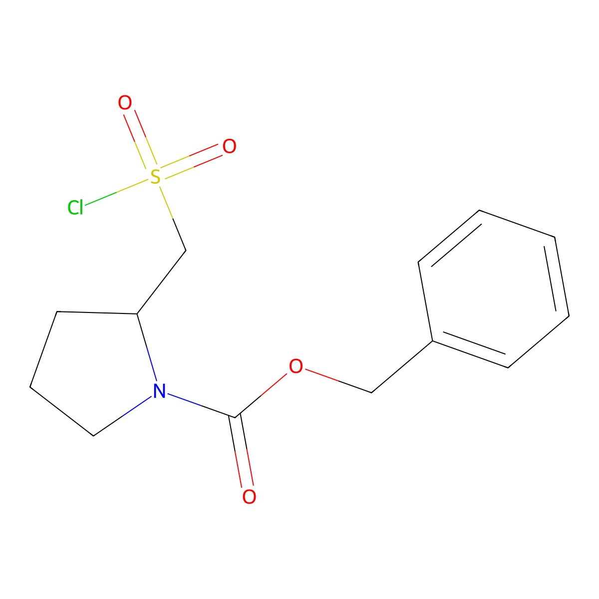 Phenylmethyl 2-((chlorosulfonyl)methyl)-1-pyrrolidinecarboxylate molecular structure, CAS 1240529-52-5