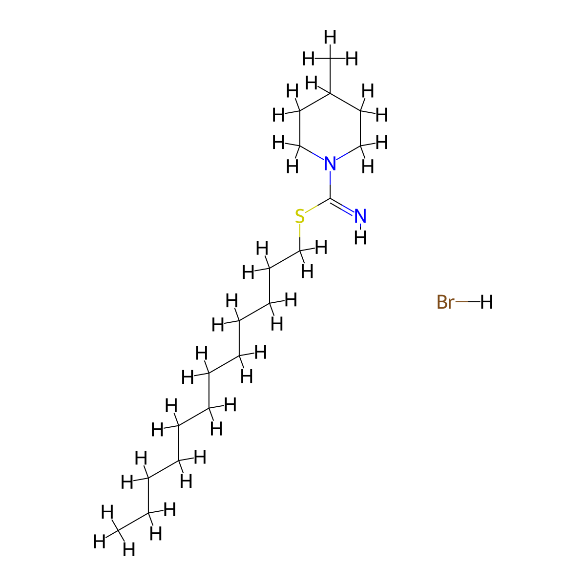 1-Dodecylsulfanylcarboximidoyl-4-methylpiperidine hydrobromide molecular structure, CAS 1240529-57-0