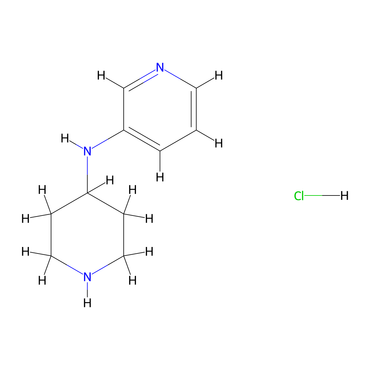 N-(piperidin-4-yl)pyridin-3-amine hydrochloride molecular structure, CAS 1240529-58-1