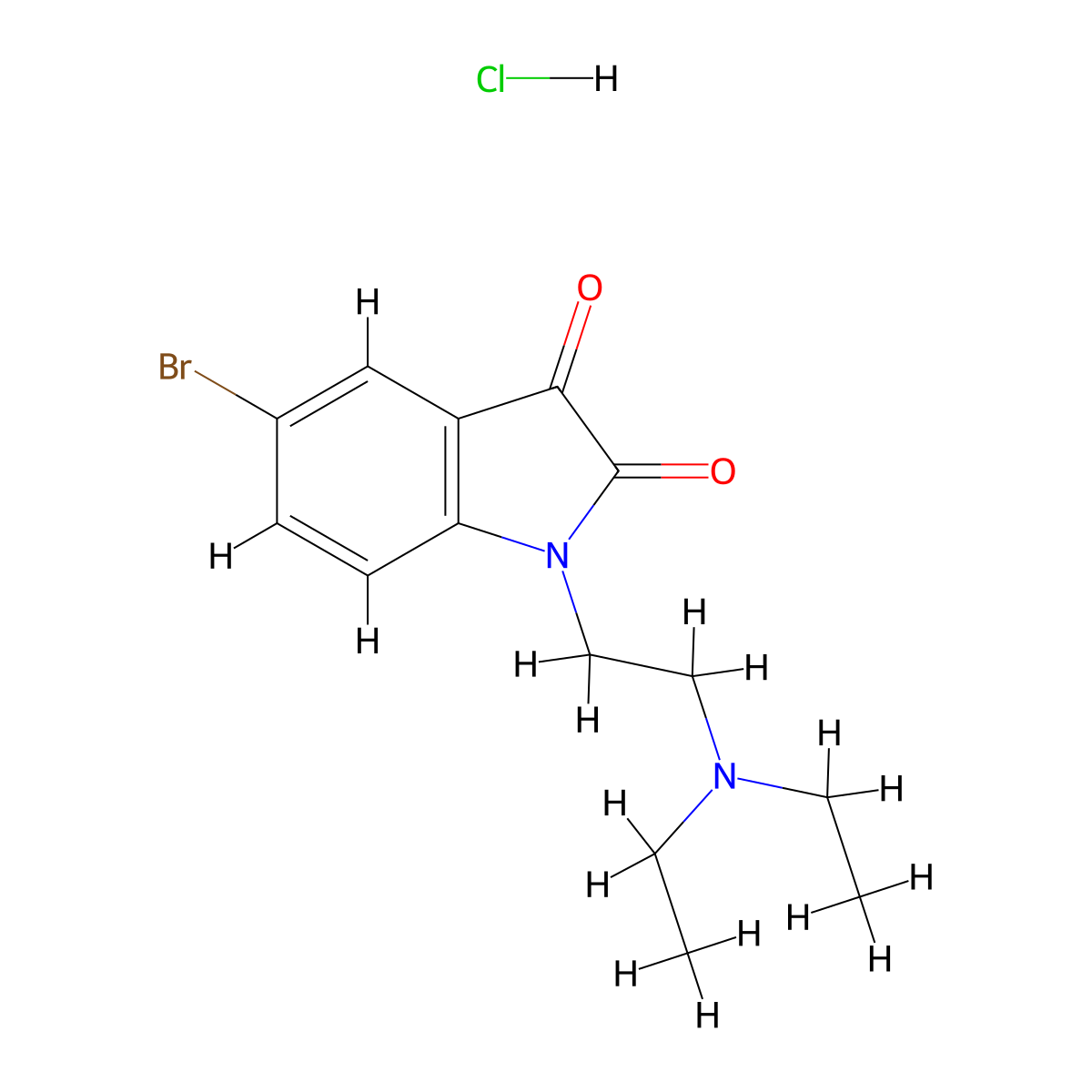 5-bromo-1-[2-(diethylamino)ethyl]-2,3-dihydro-1H-indole-2,3-dione hydrochloride molecular structure, CAS 1240529-60-5