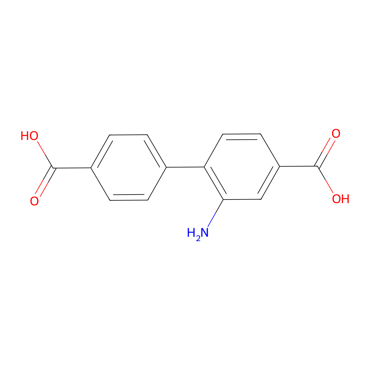 2-Amino-[1,1'-biphenyl]-4,4'-dicarboxylic acid molecular structure, CAS 1240557-01-0