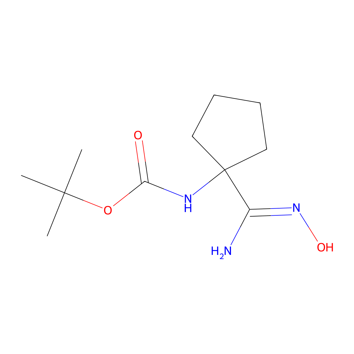 tert-butyl N-[1-(N'-hydroxycarbamimidoyl)cyclopentyl]carbamate molecular structure, CAS 1240562-52-0