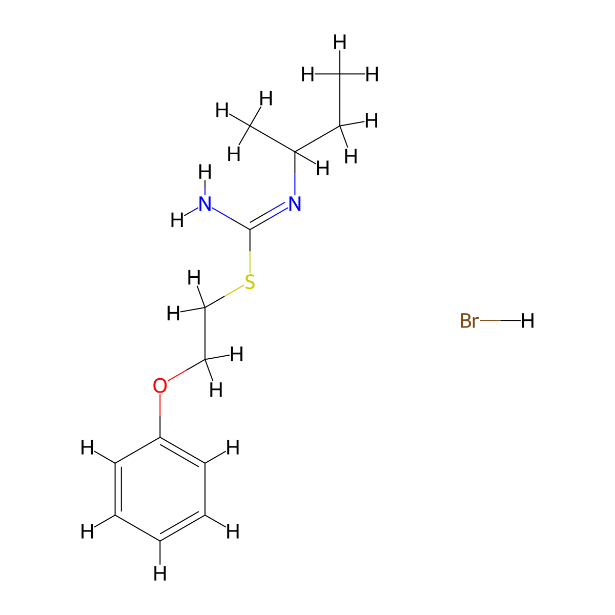N'-(butan-2-yl)-1-[(2-phenoxyethyl)sulfanyl]methanimidamide hydrobromide molecular structure, CAS 1240562-53-1