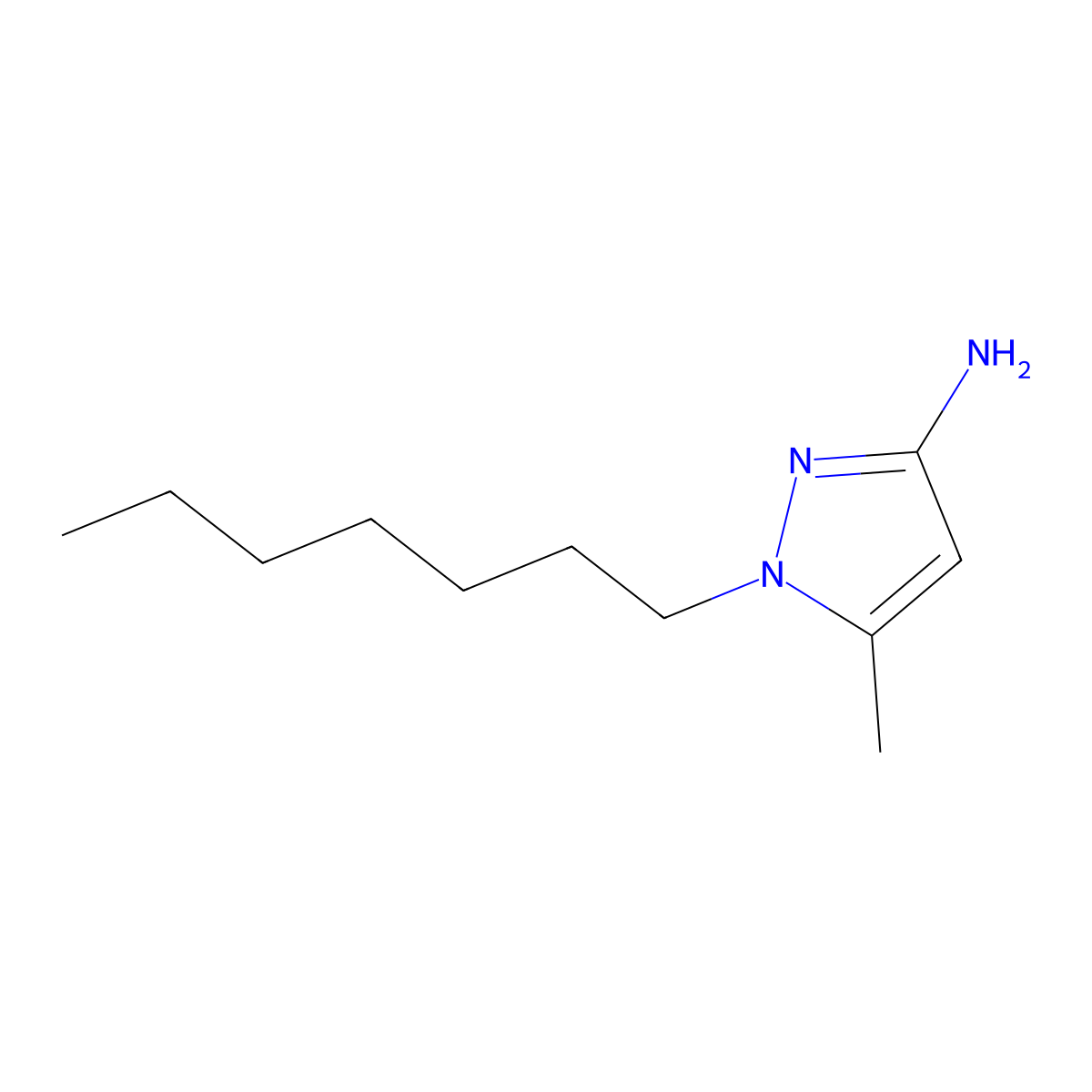 1-Heptyl-5-methyl-1H-pyrazol-3-amine molecular structure, CAS 1240564-30-0