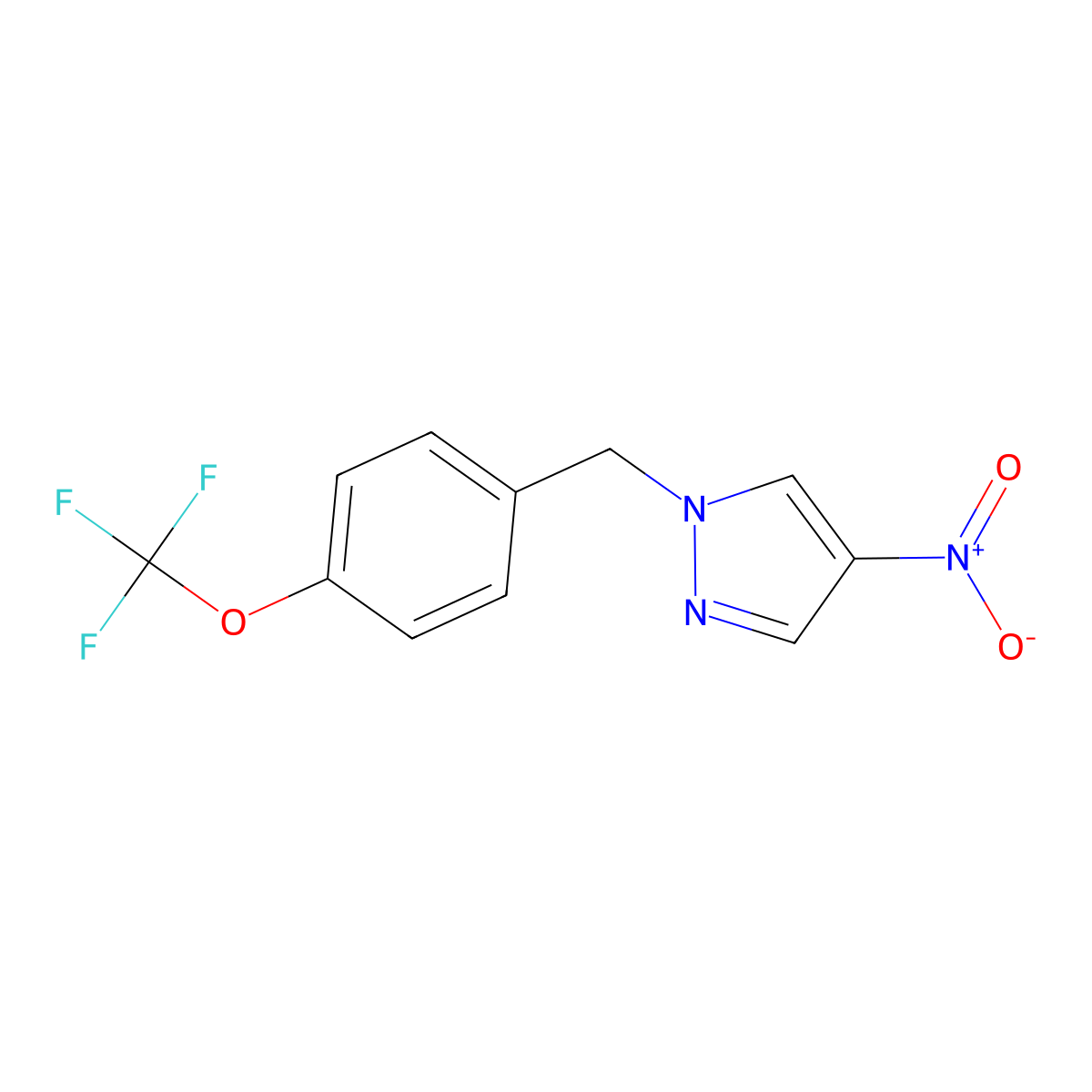 4-Nitro-1-{[4-(trifluoromethoxy)phenyl]methyl}-1H-pyrazole molecular structure, CAS 1240564-37-7