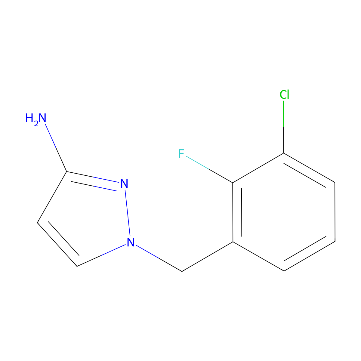 1-[(3-chloro-2-fluorophenyl)methyl]-1H-pyrazol-3-amine molecular structure, CAS 1240564-38-8
