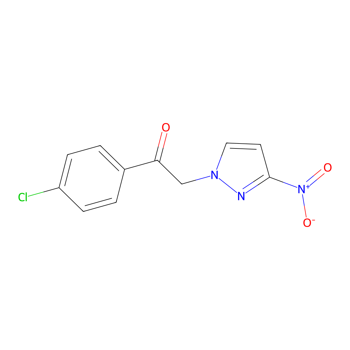 1-(4-Chlorophenyl)-2-(3-nitro-1H-pyrazol-1-yl)ethan-1-one molecular structure, CAS 1240564-69-5