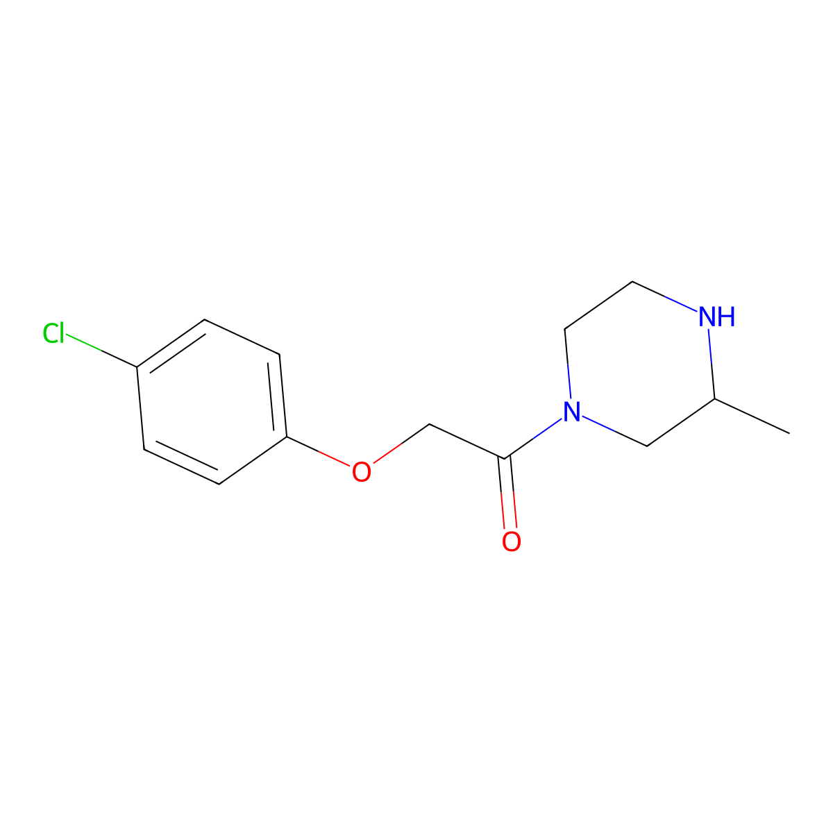 2-(4-Chlorophenoxy)-1-(3-methylpiperazin-1-yl)ethan-1-one molecular structure, CAS 1240564-90-2