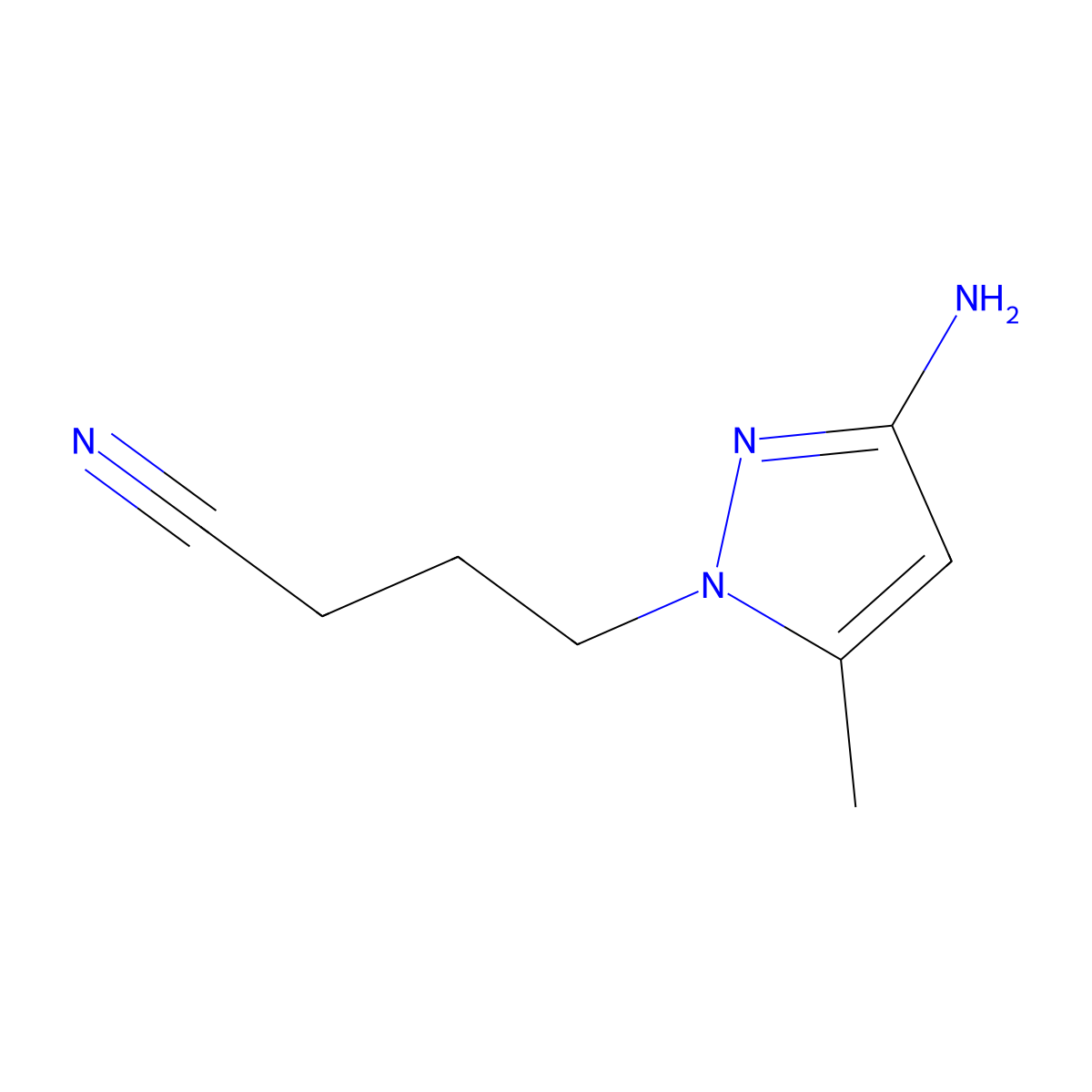 4-(3-Amino-5-methyl-1H-pyrazol-1-yl)butanenitrile molecular structure, CAS 1240565-04-1