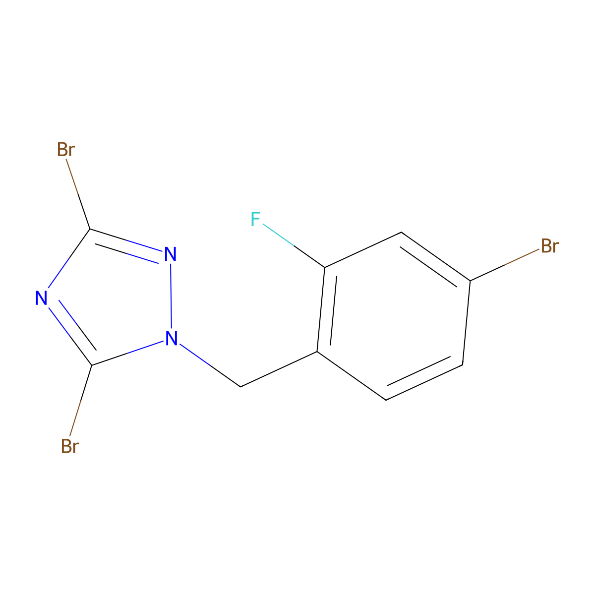 3,5-Dibromo-1-[(4-bromo-2-fluorophenyl)methyl]-1H-1,2,4-triazole molecular structure, CAS 1240565-05-2