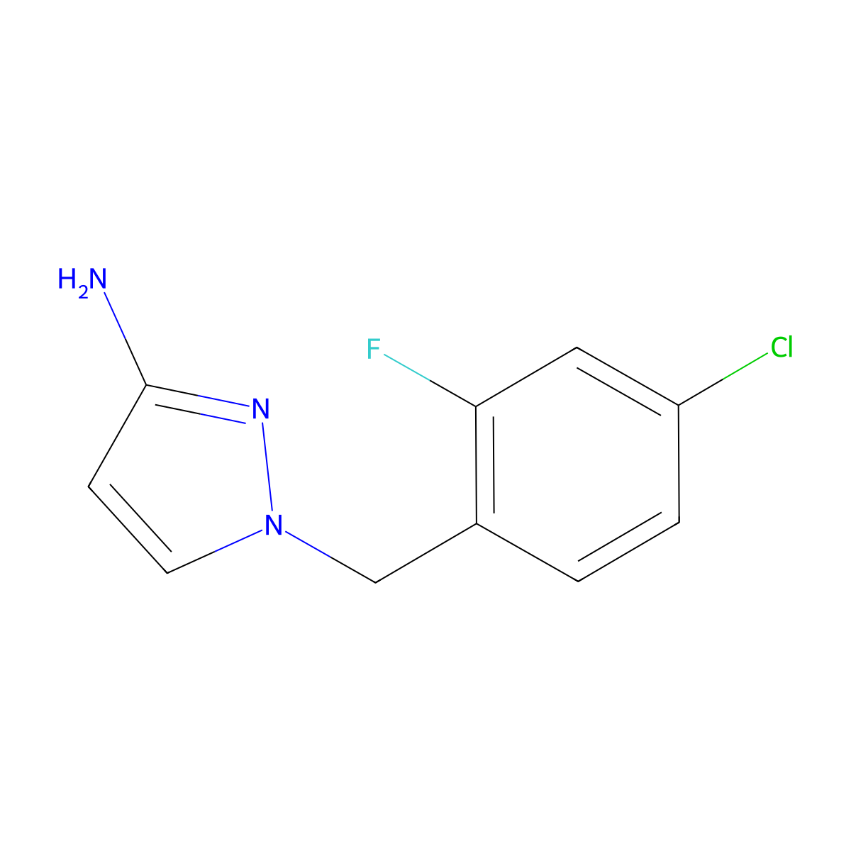 1-(4-Chloro-2-fluorobenzyl)-1H-pyrazol-3-amine molecular structure, CAS 1240565-16-5