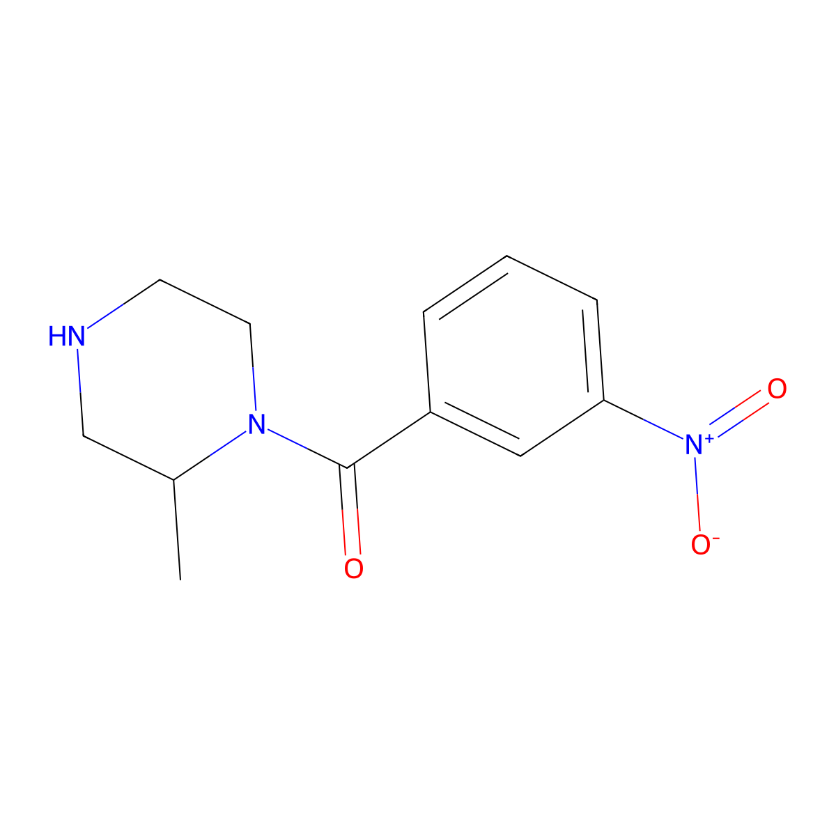 2-Methyl-1-(3-nitrobenzoyl)piperazine molecular structure, CAS 1240565-23-4