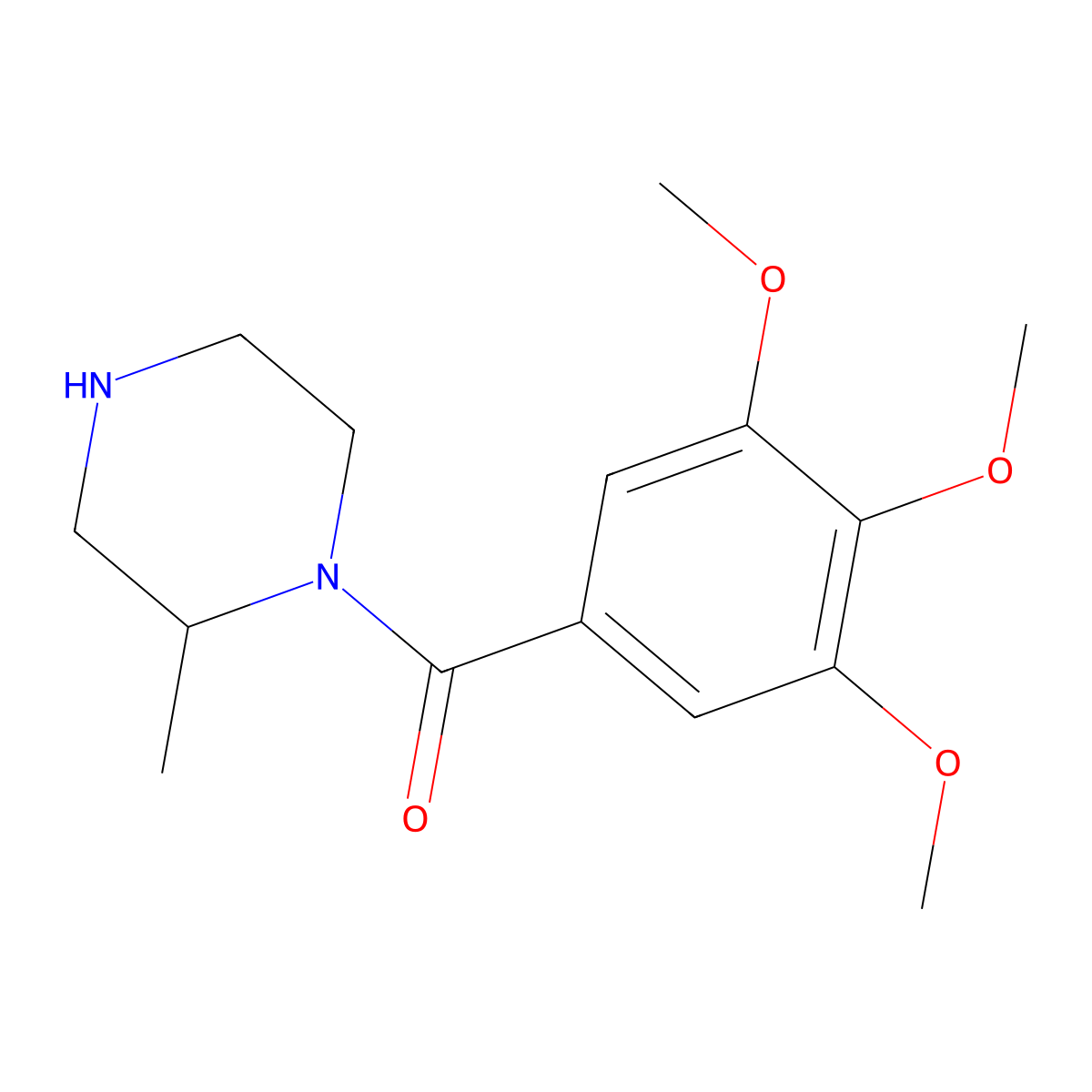 2-Methyl-1-(3,4,5-trimethoxybenzoyl)piperazine molecular structure, CAS 1240565-33-6