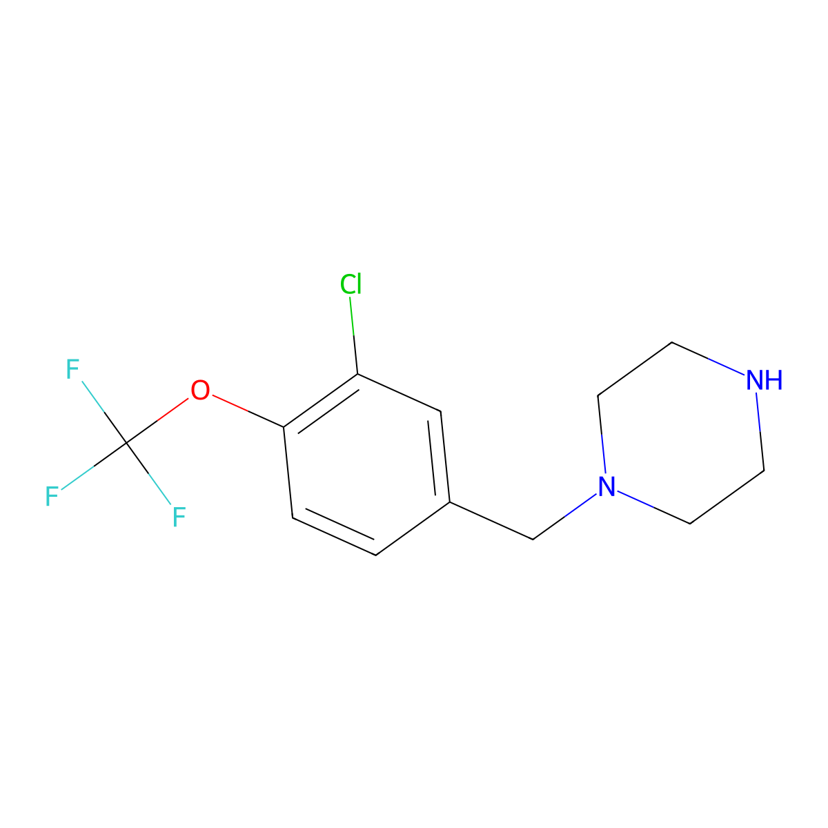 1-{[3-Chloro-4-(trifluoromethoxy)phenyl]methyl}piperazine molecular structure, CAS 1240565-36-9