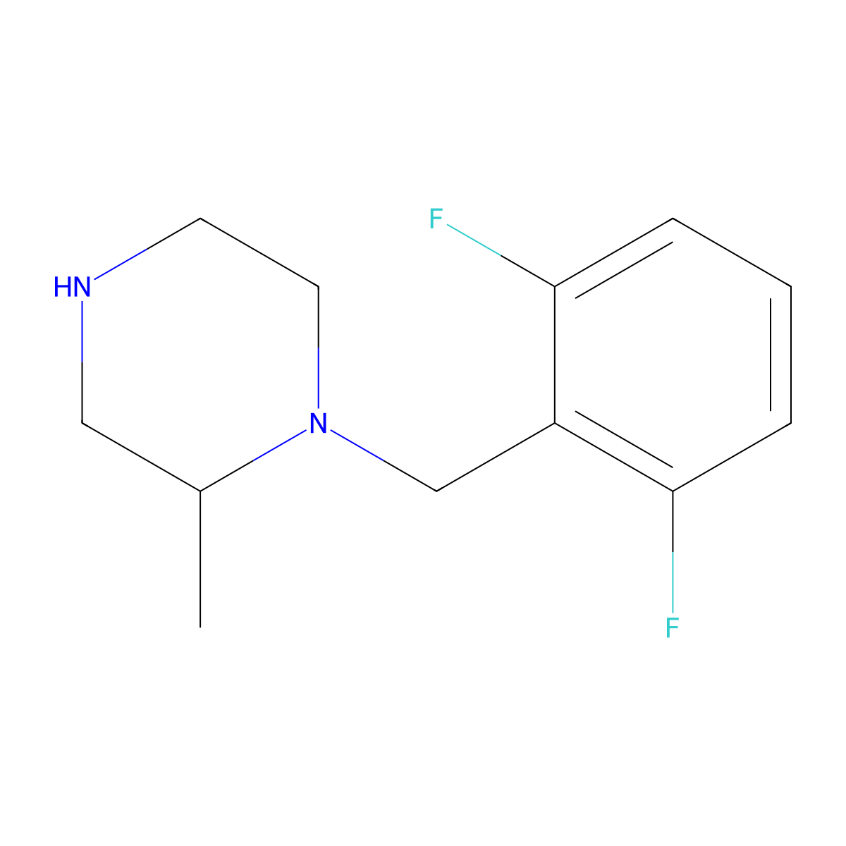 1-[(2,6-Difluorophenyl)methyl]-2-methylpiperazine molecular structure, CAS 1240565-37-0