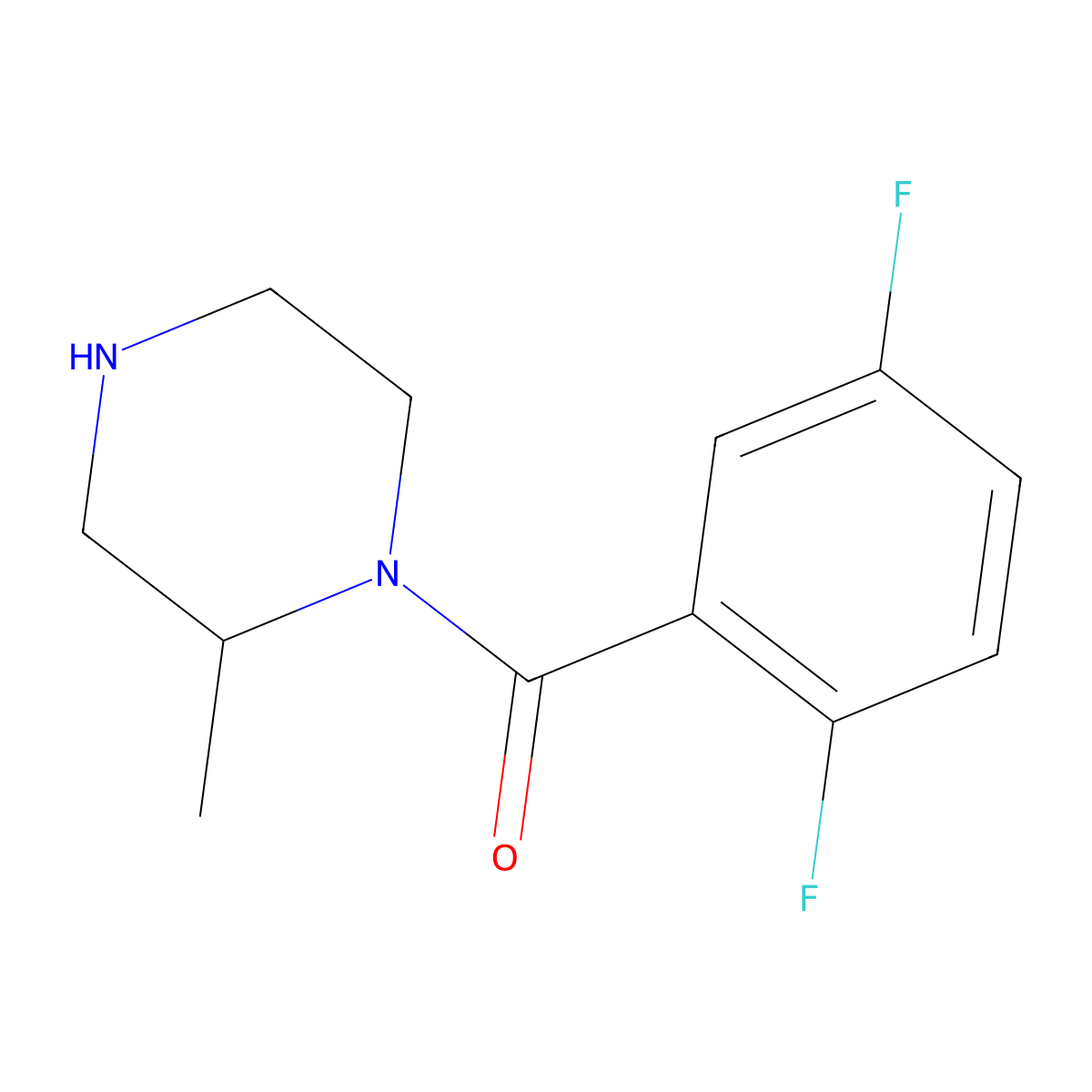 1-(2,5-Difluorobenzoyl)-2-methylpiperazine molecular structure, CAS 1240565-38-1