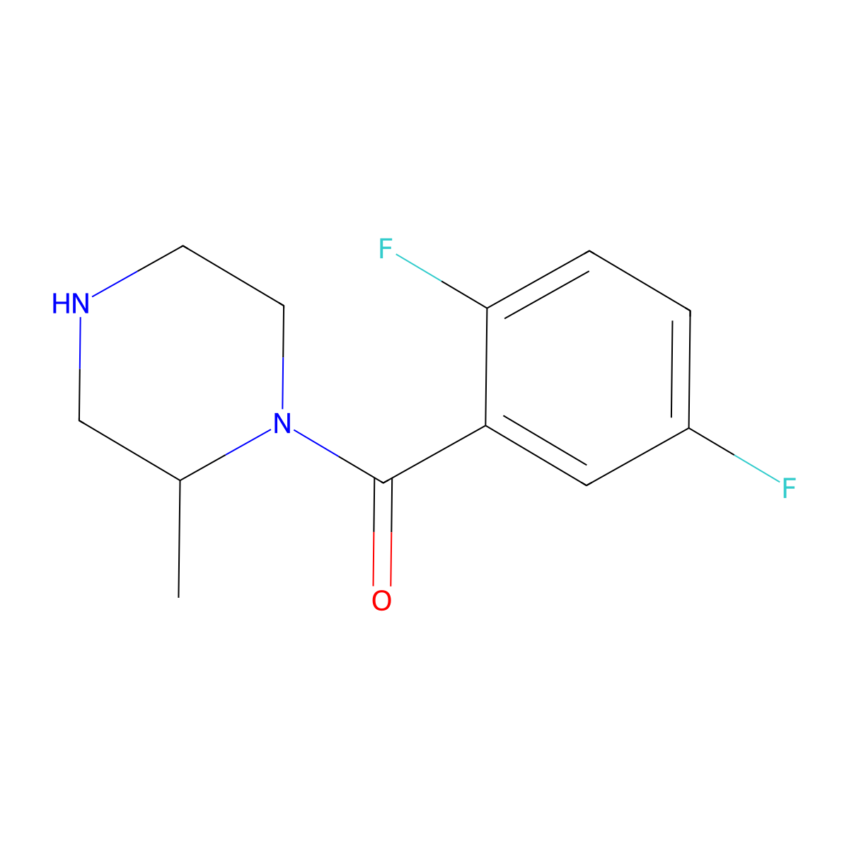 1-(2,5-Difluorobenzoyl)-2-methylpiperazine molecular structure, CAS 1240565-38-1