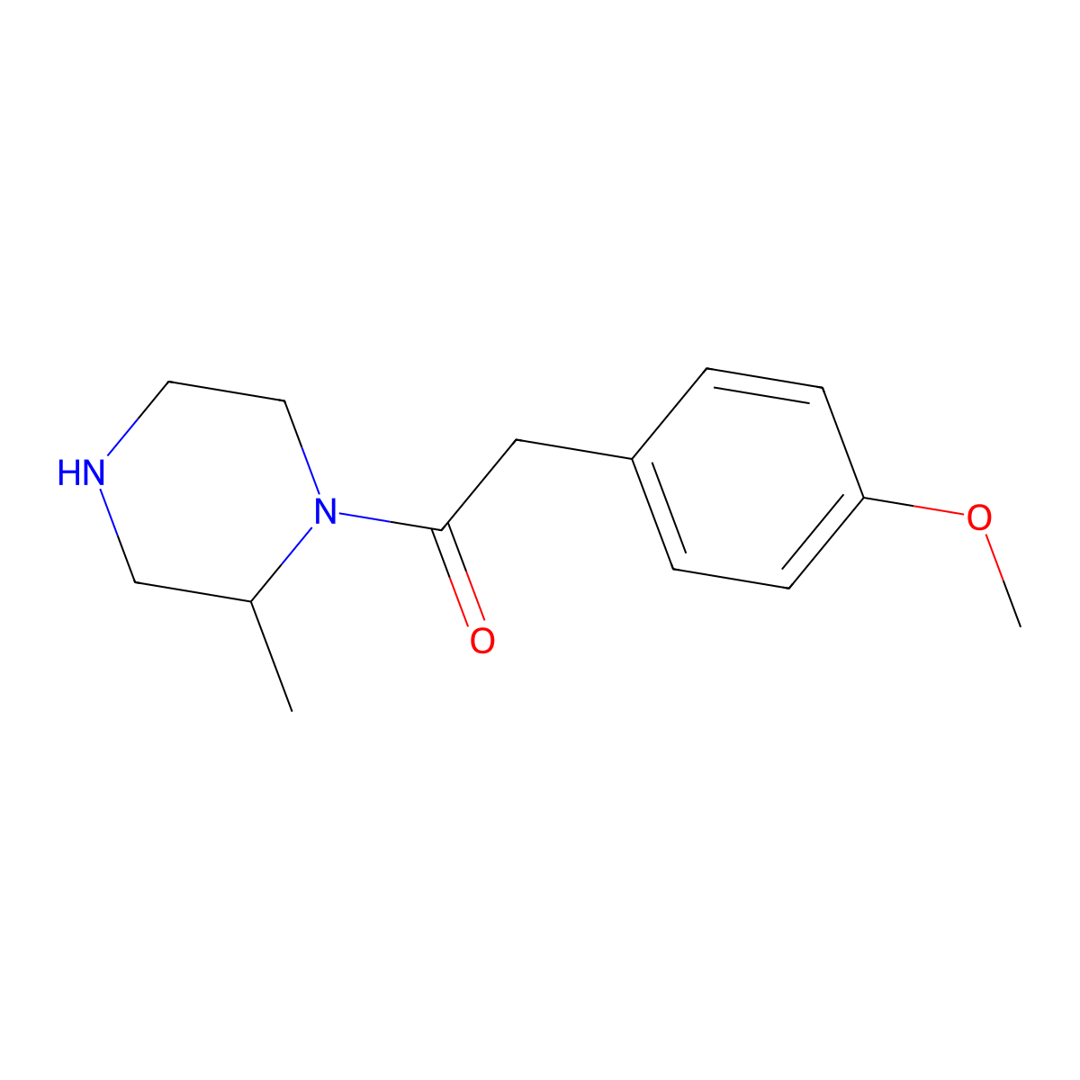 2-(4-Methoxyphenyl)-1-(2-methylpiperazin-1-yl)ethan-1-one molecular structure, CAS 1240565-44-9