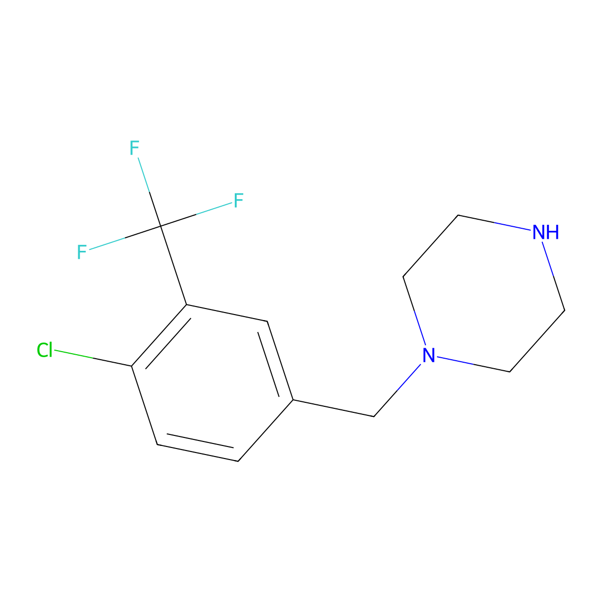 1-{[4-Chloro-3-(trifluoromethyl)phenyl]methyl}piperazine molecular structure, CAS 1240565-45-0