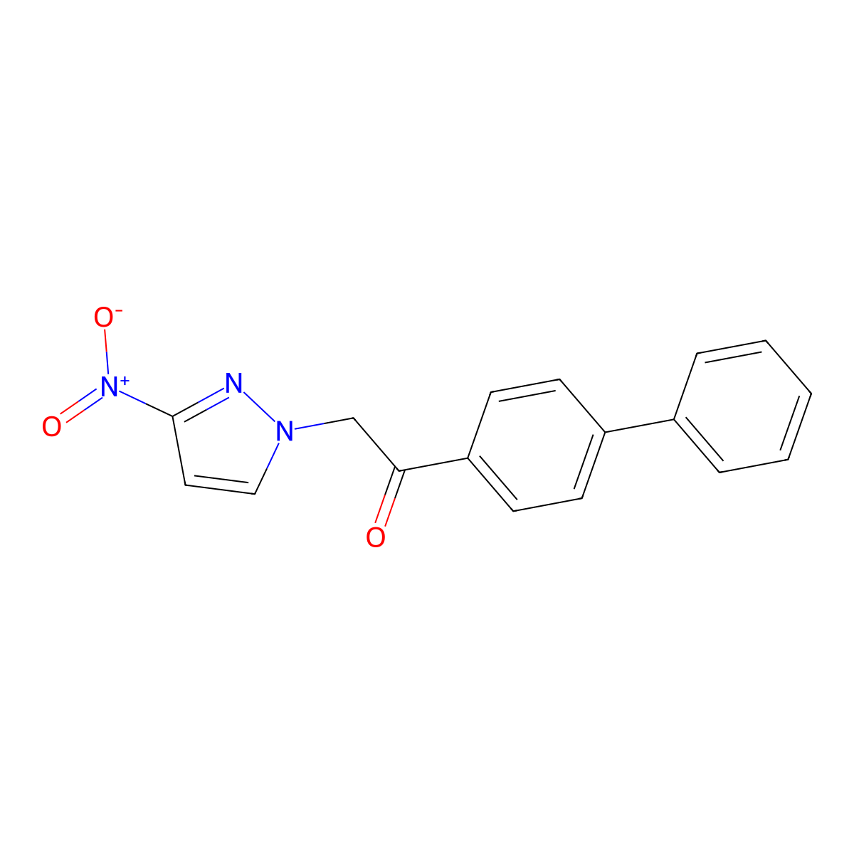 2-(3-Nitro-1H-pyrazol-1-yl)-1-(4-phenylphenyl)ethan-1-one molecular structure, CAS 1240565-75-6