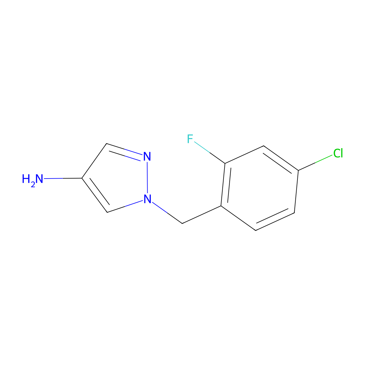 1-(4-Chloro-2-fluorobenzyl)-1H-pyrazol-4-amine molecular structure, CAS 1240565-79-0