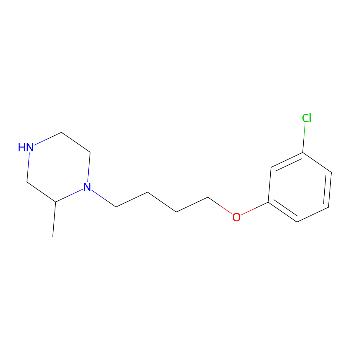 1-[4-(3-Chlorophenoxy)butyl]-2-methylpiperazine molecular structure, CAS 1240565-88-1