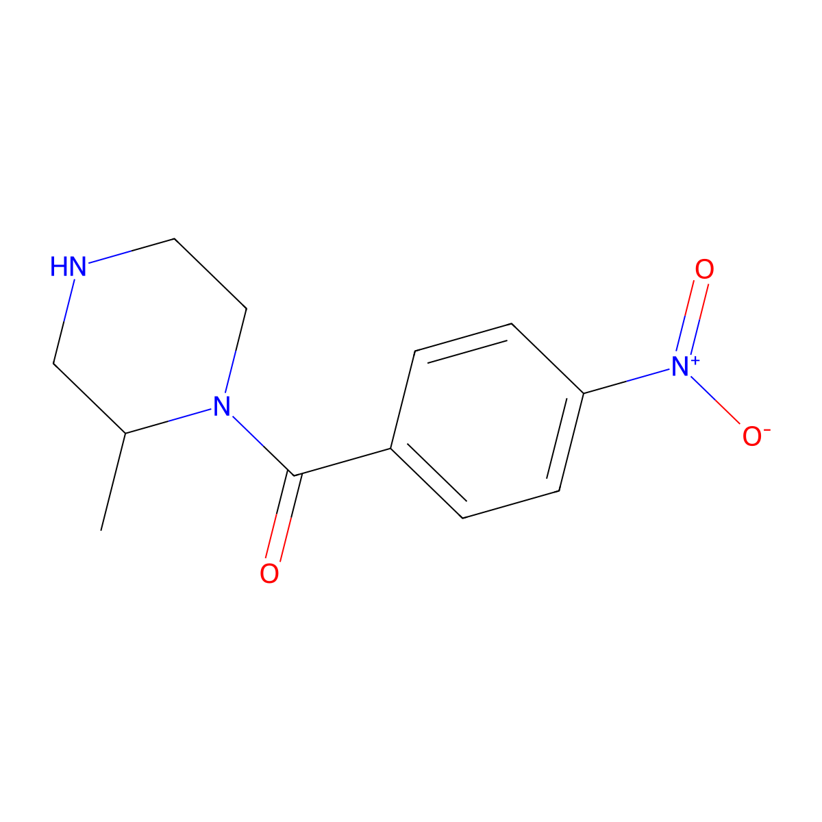 2-Methyl-1-(4-nitrobenzoyl)piperazine molecular structure, CAS 1240565-93-8
