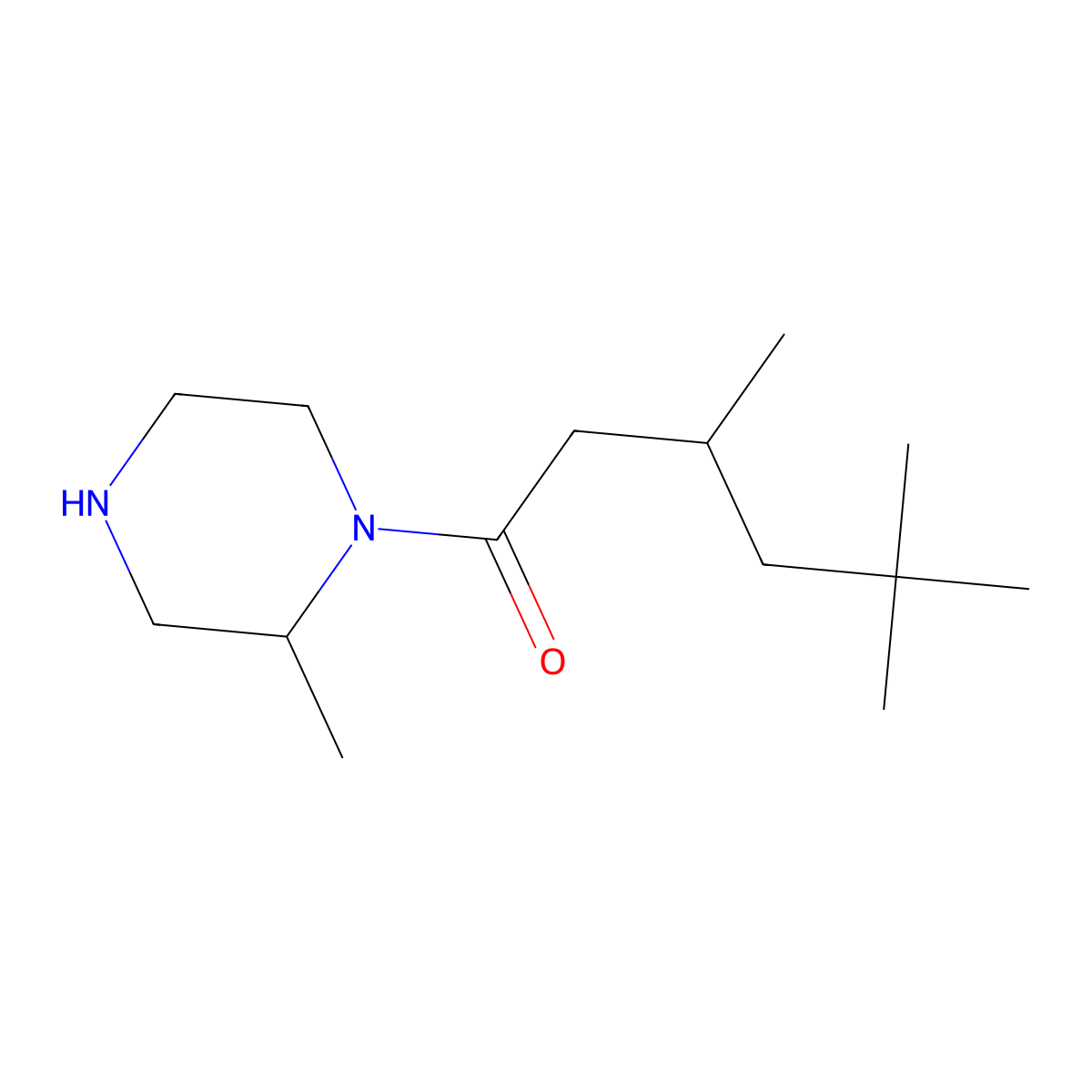 3,5,5-Trimethyl-1-(2-methylpiperazin-1-yl)hexan-1-one molecular structure, CAS 1240565-98-3