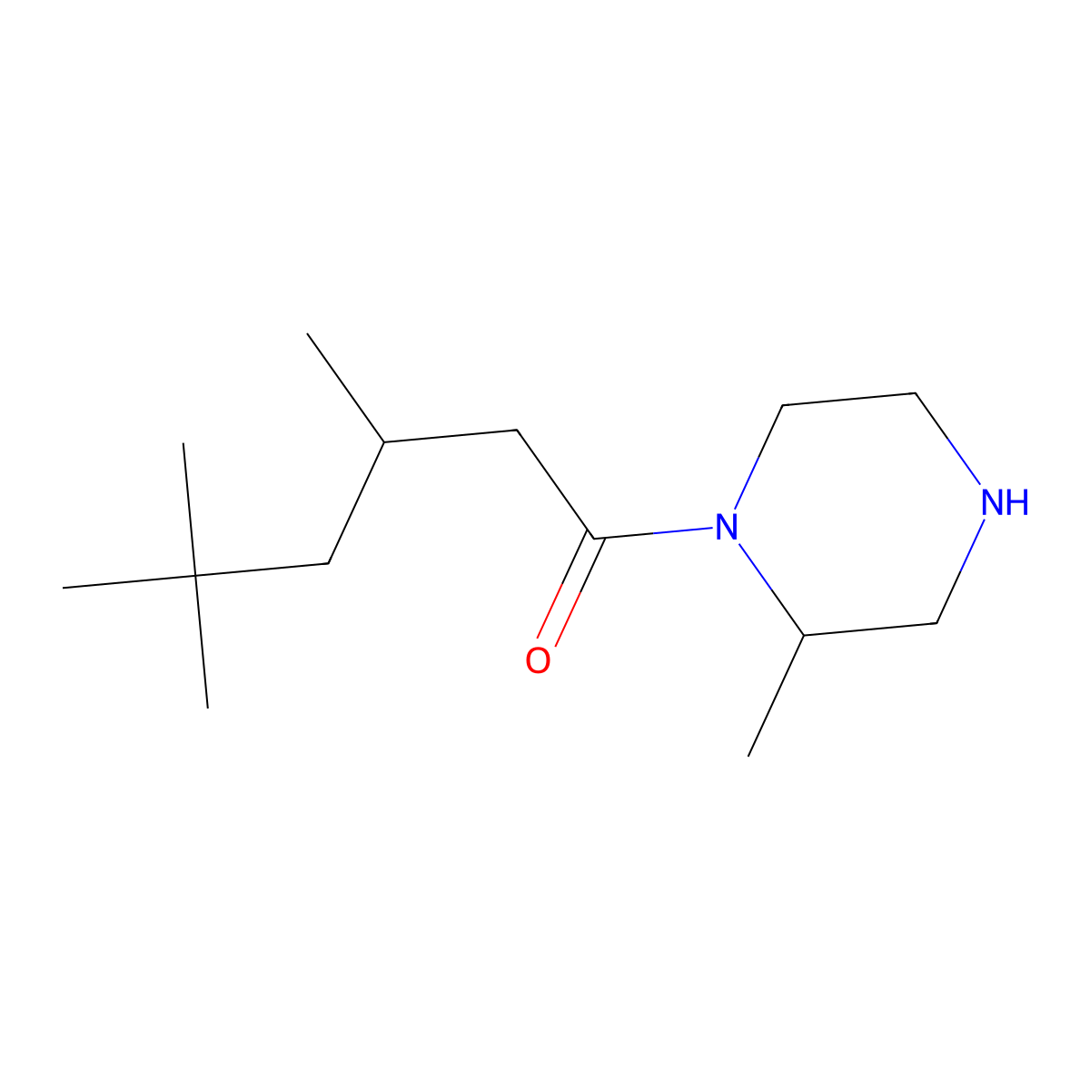 3,5,5-Trimethyl-1-(2-methylpiperazin-1-yl)hexan-1-one molecular structure, CAS 1240565-98-3