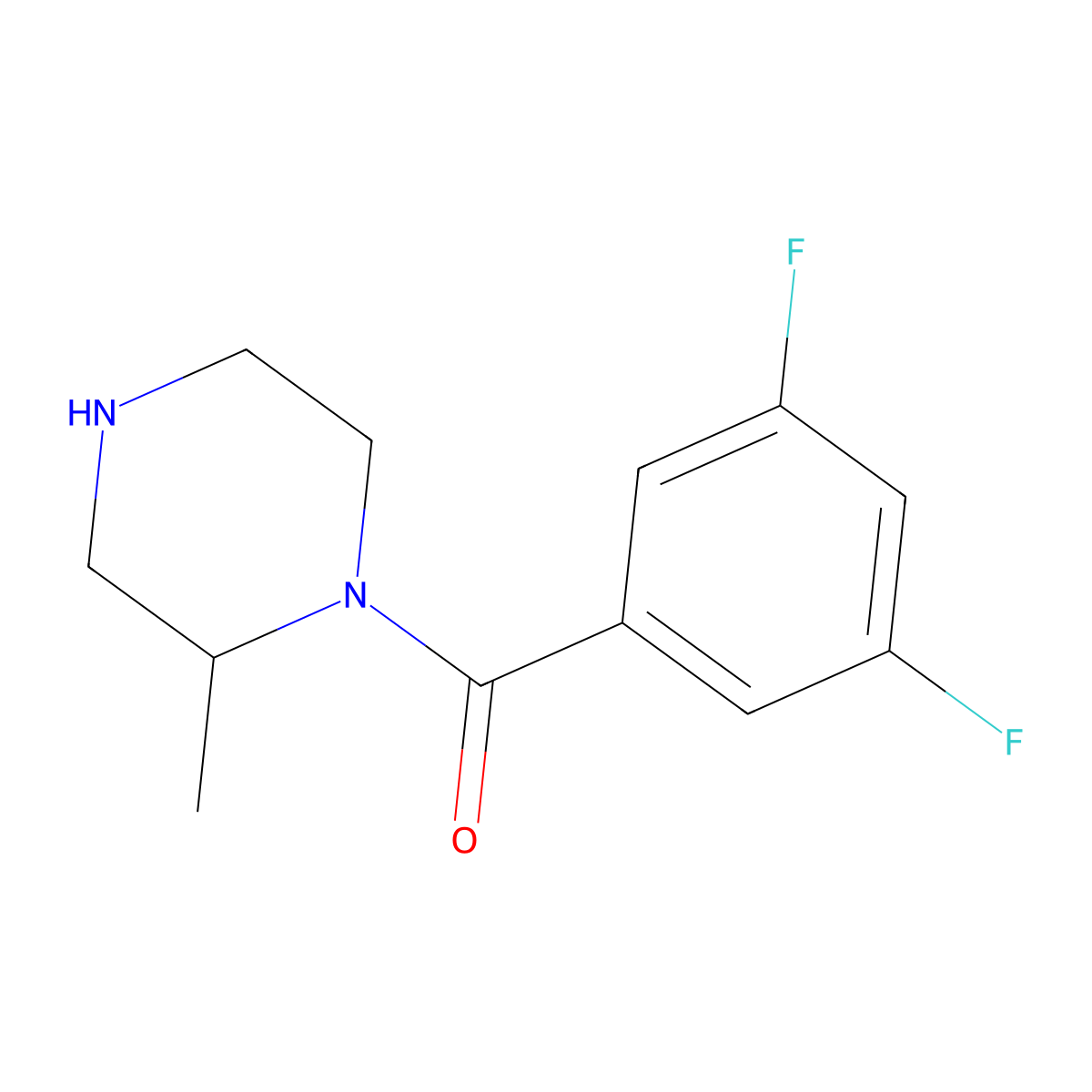 1-(3,5-Difluorobenzoyl)-2-methylpiperazine molecular structure, CAS 1240566-03-3