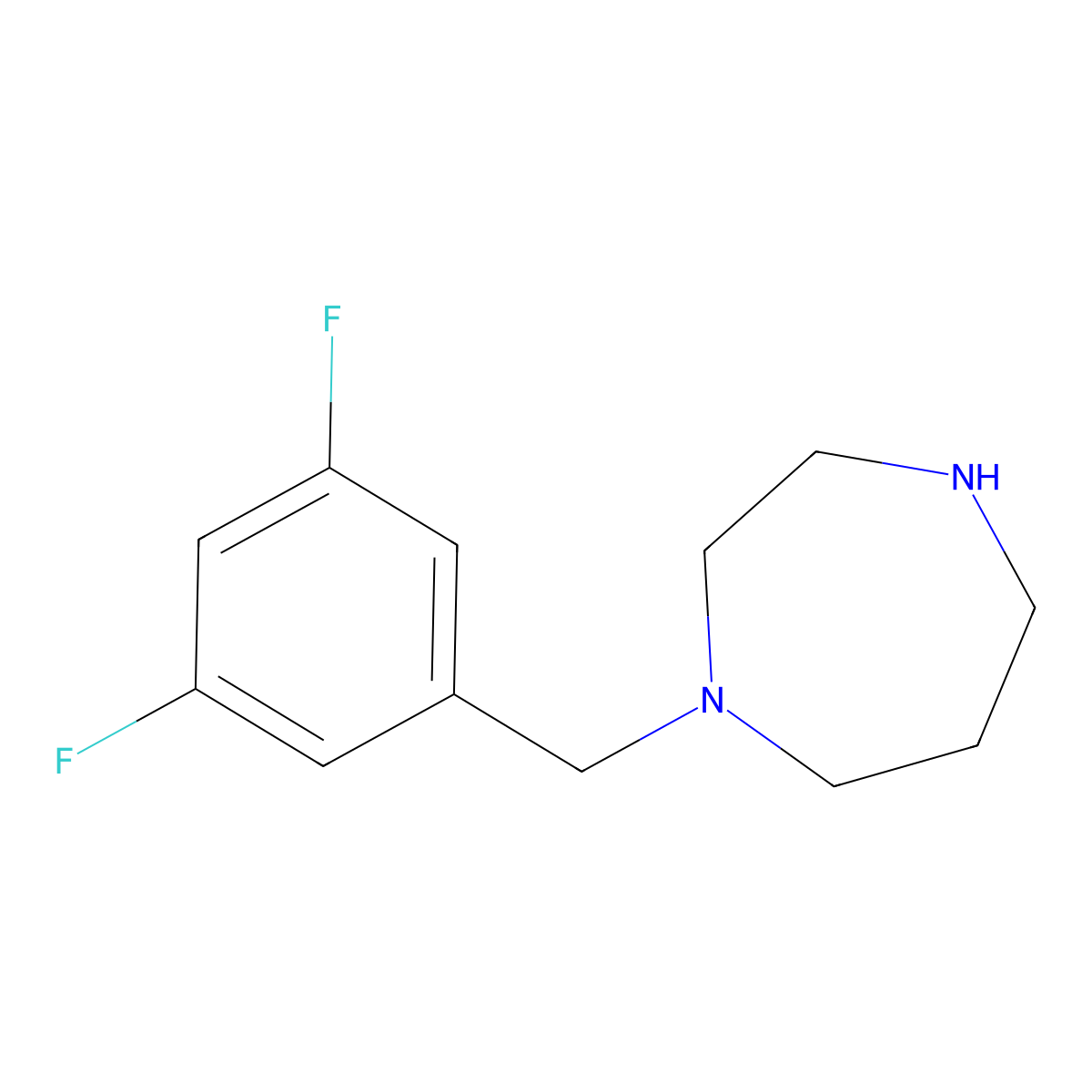 1-[(3,5-Difluorophenyl)methyl]-1,4-diazepane molecular structure, CAS 1240566-10-2