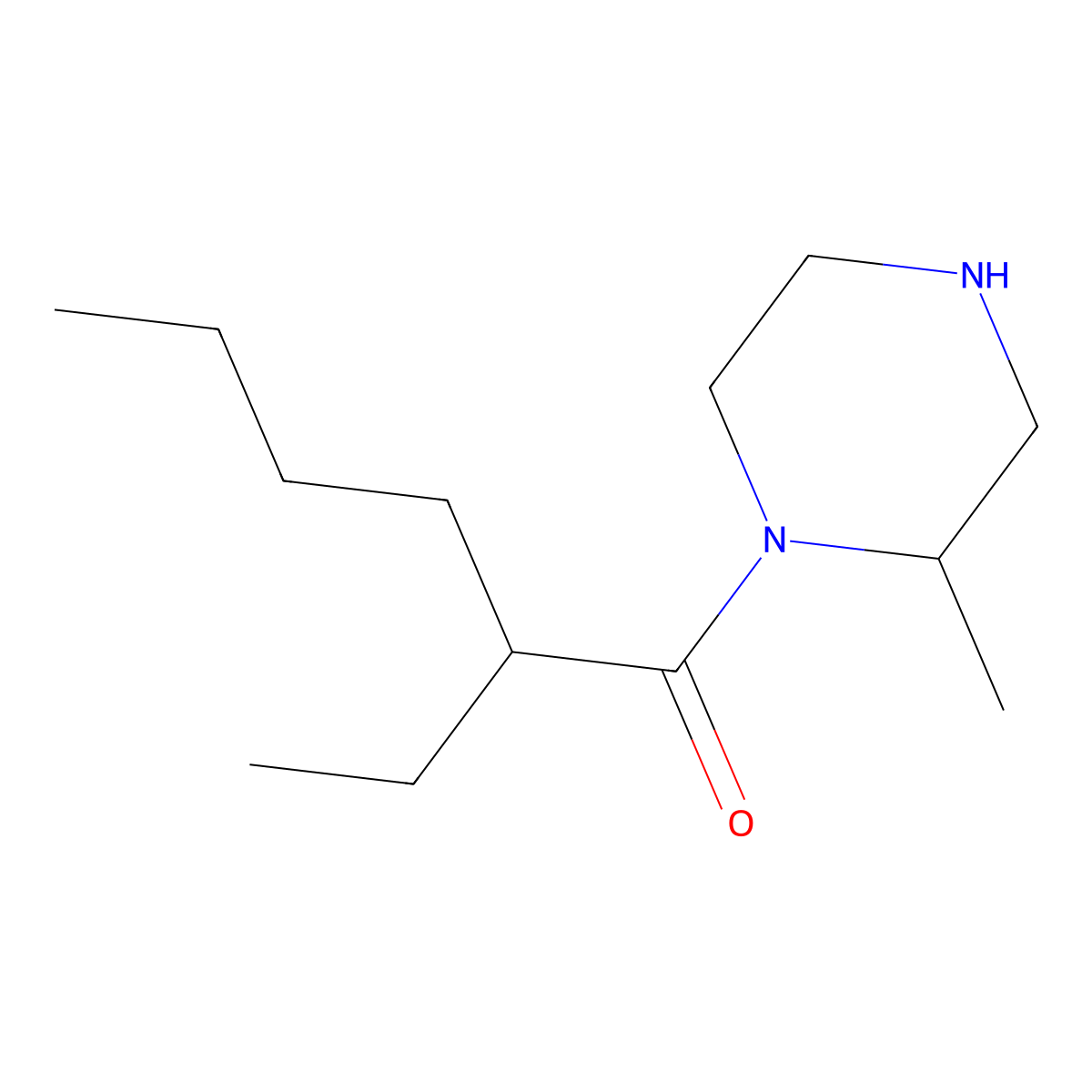 2-Ethyl-1-(2-methylpiperazin-1-yl)hexan-1-one molecular structure, CAS 1240566-14-6