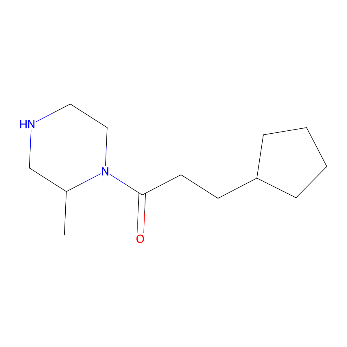 3-Cyclopentyl-1-(2-methylpiperazin-1-yl)propan-1-one molecular structure, CAS 1240566-15-7