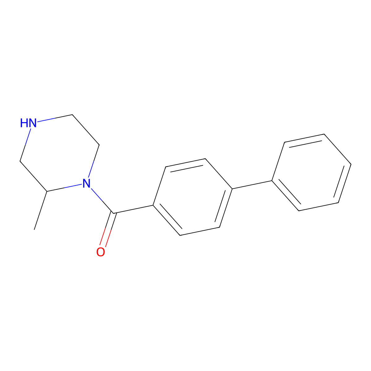 2-Methyl-1-(4-phenylbenzoyl)piperazine molecular structure, CAS 1240566-36-2