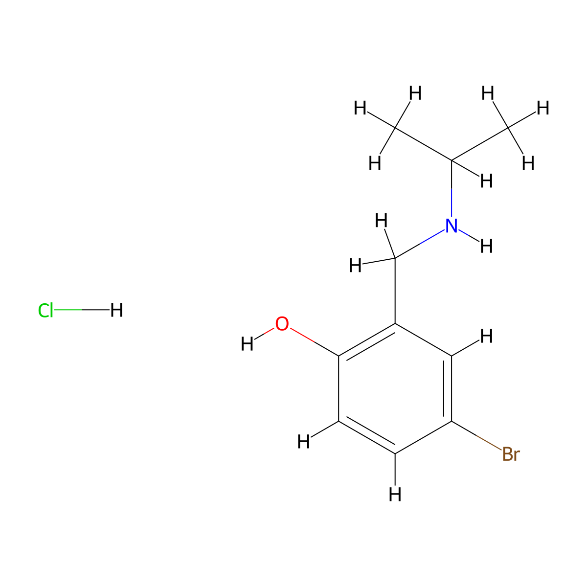 4-Bromo-2-{[(propan-2-yl)amino]methyl}phenol hydrochloride molecular structure, CAS 1240566-48-6