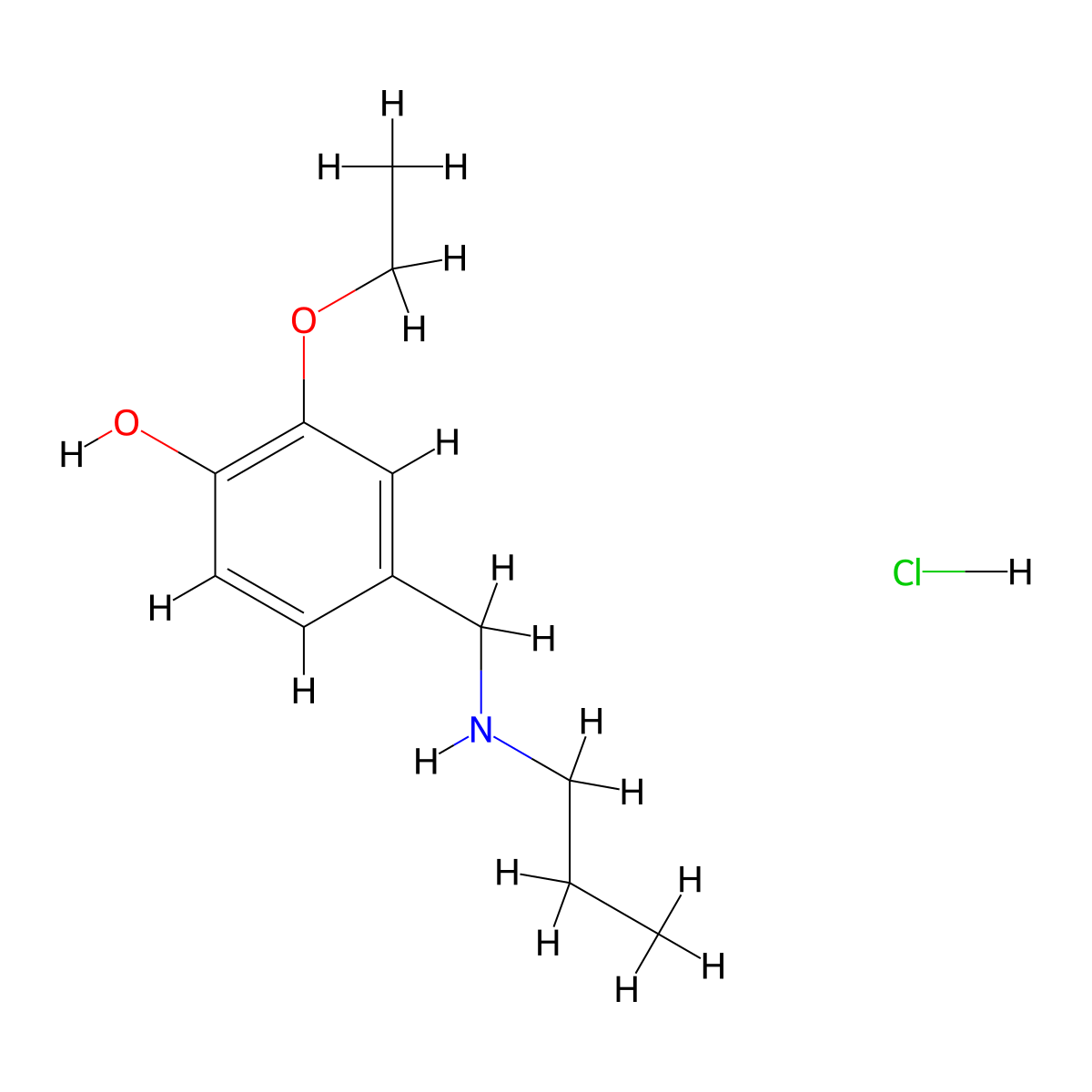 2-Ethoxy-4-[(propylamino)methyl]phenol hydrochloride molecular structure, CAS 1240566-54-4